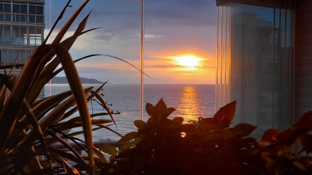 MARBELLA apartamanto acogedor FRENTE AL MAR, un dormitorio con dos camas, mas otra cama abatible en el salon